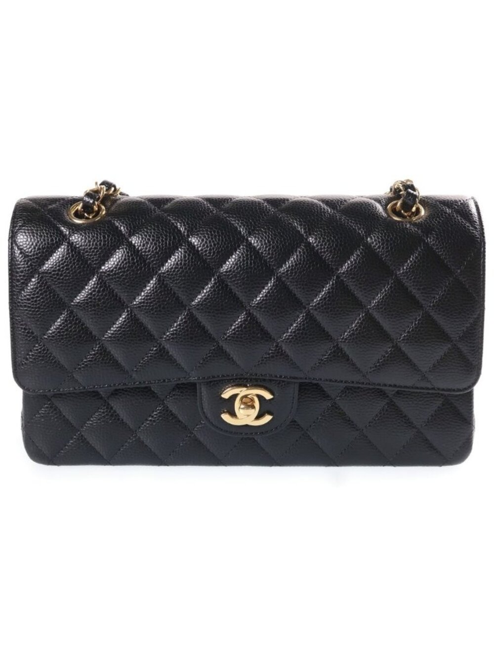 Chanel 25 Caviar Leather Double Flap Chain Shoulder Bag